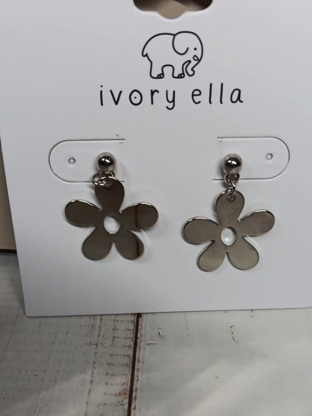 ivory ella Silver Flower Drop Earrings for Kids